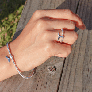 a lucky whale-tailed silver ring/bracelet